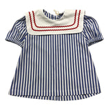Ilfarobimbi T-Shirt Bicolore con Fantasia A Righe E Colletto per Bambina IFB50154 BIANCO/AZZURRO ILFAROBIMBI 