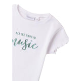 Sarabanda T-Shirt Girocollo tinta unita con Stampa Bianco per Bambina 0B445 BIANCO SARABANDA 