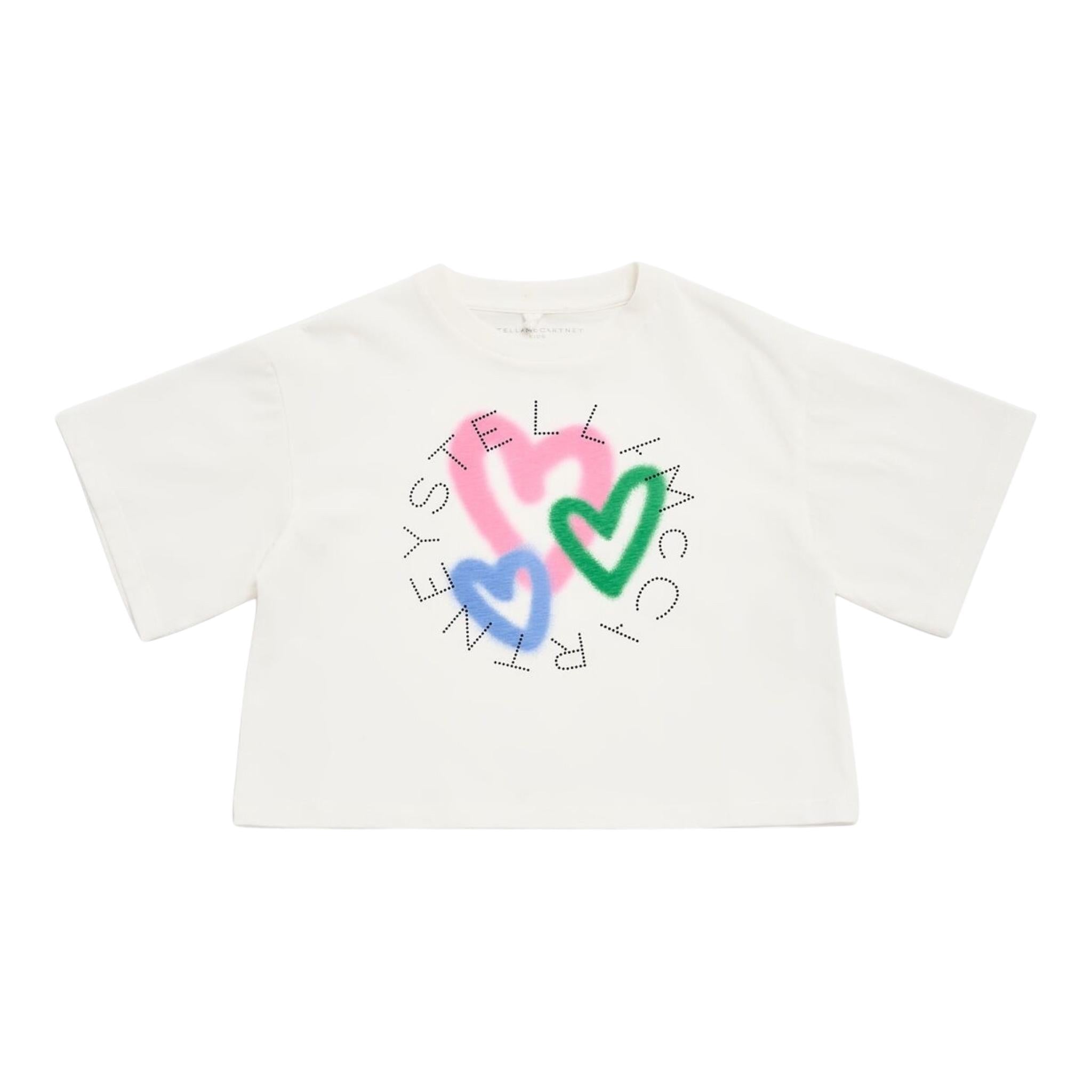 Stella Mccartney T-Shirt Girocollo Tinta Unita con Stampa per Bambina TW8C61 BIANCO STELLA McCARTNEY 