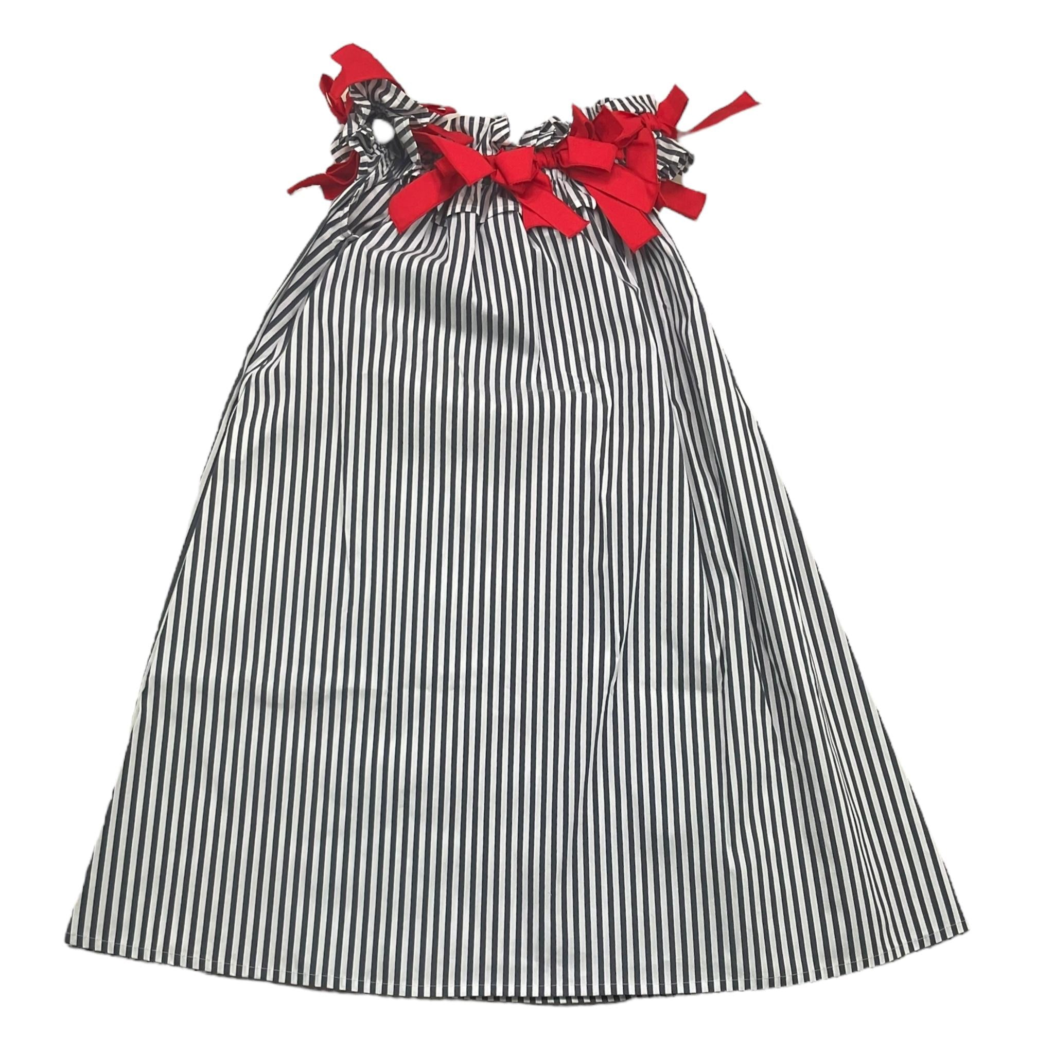 abito giromanica fantasia a righe con fiocchi in contrasto BS10WB023 BIANCO/BLU PICCOLA LUDO 
