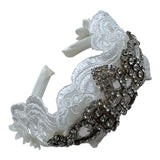Les Gamins Cerchietto Tinta Unita con Brillantini per Bambina LG707014 BIANCO LES GAMINS 