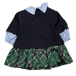 LE BEBE' abito manica lunga con finta camicia e gonna scozzese Blu per Neonata LBG6115 BLU LE BEBE' 