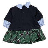 LE BEBE' abito manica lunga con finta camicia e gonna scozzese Blu per Neonata LBG6115 BLU LE BEBE' 