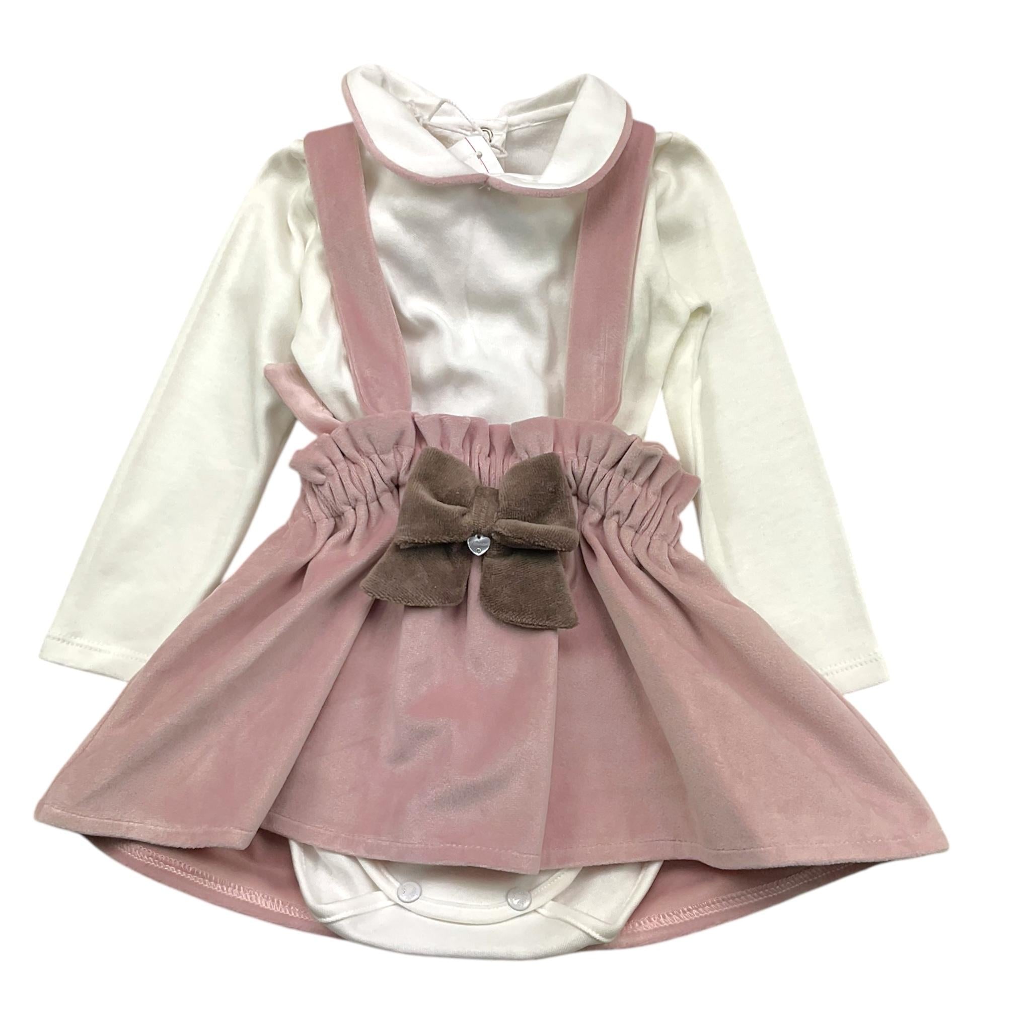 NINNAOH completo 2pz bicolore salopette-body Bianco/rosa per Neonata I2351 BIANCO/ROSA NINNAOH 