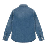 ROBERTO CAVALLI camicia manica lunga in denim tinta unita con taschino e logo Azzurro per Bambino TJJ70B AZZURRO ROBERTO CAVALLI 