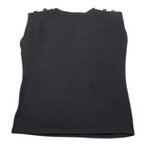 Odi Et Amo Solid Color Tank Top With Glitter Print Black For Girls