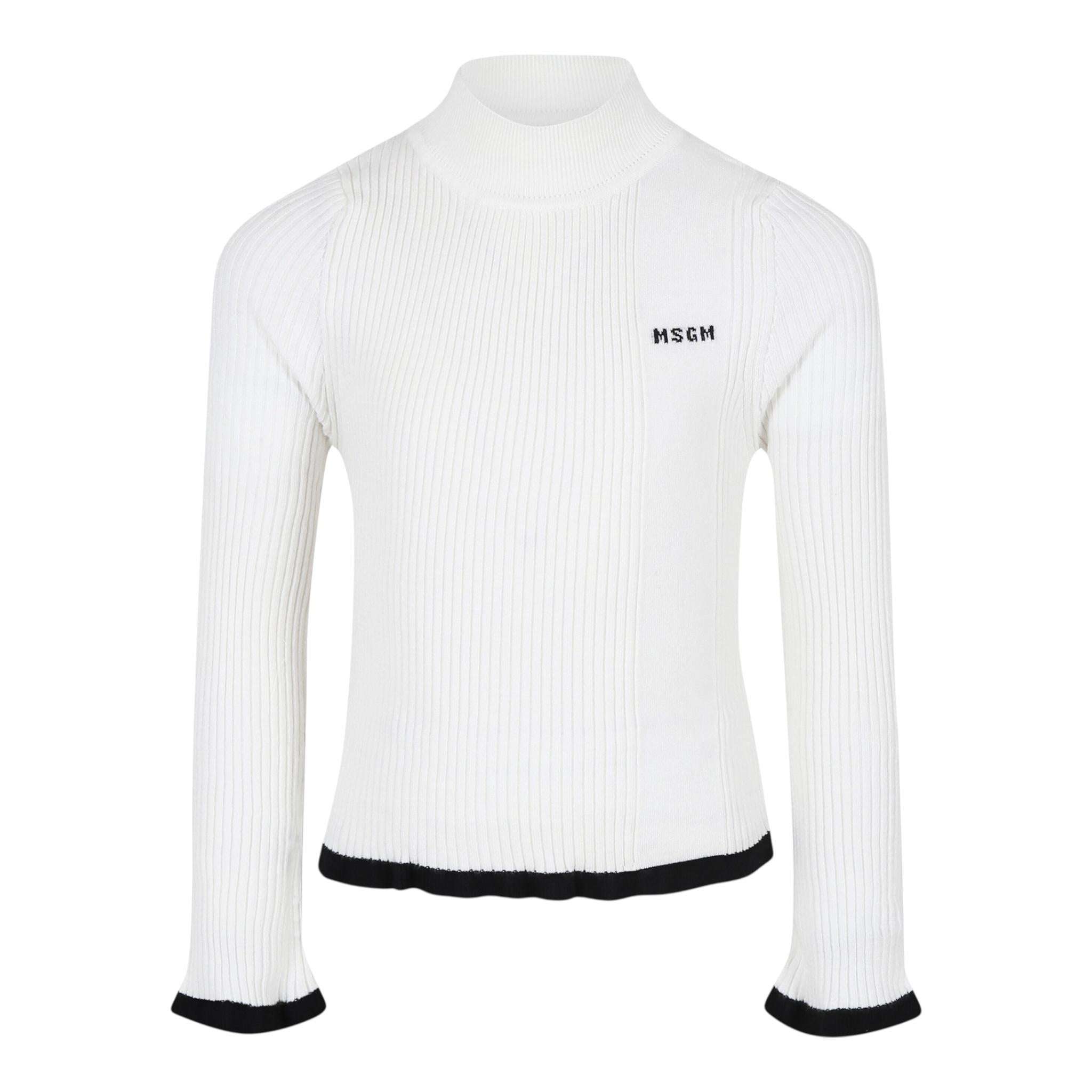 MSGM maglia girocollo tinta unita con profili in contrasto Panna per Bambina F4MSJGTN029 PANNA MSGM 