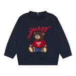 Guess Felpa Chiusa Girocollo Tinta Unita con Logo per Neonato H5RT01KAZD74 BLU GUESS 
