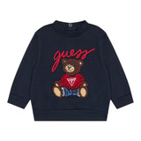 Guess Felpa Chiusa Girocollo Tinta Unita con Logo per Neonato H5RT01KAZD74 BLU GUESS 
