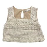 Alice Pi Top Solid Color Armhole With Ivory Embroidery For Girls