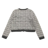Relish Two-Tone Cardigan With Logo Buttons White/Black For Girls