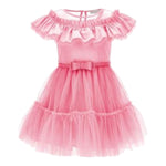 Monnalisa Abito Tinta Unita con Tulle per Neonata 17C905N ROSA MONNALISA 