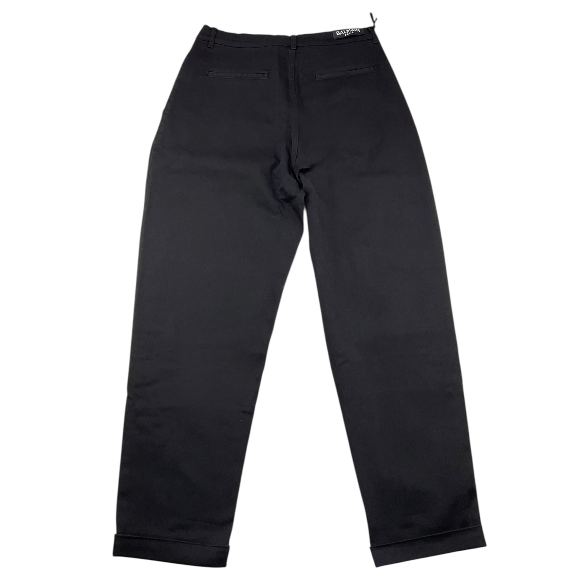 BALMAIN jeans tinta unita con logo in contrasto Nero per Bambino BT6Q00 NERO BALMAIN 