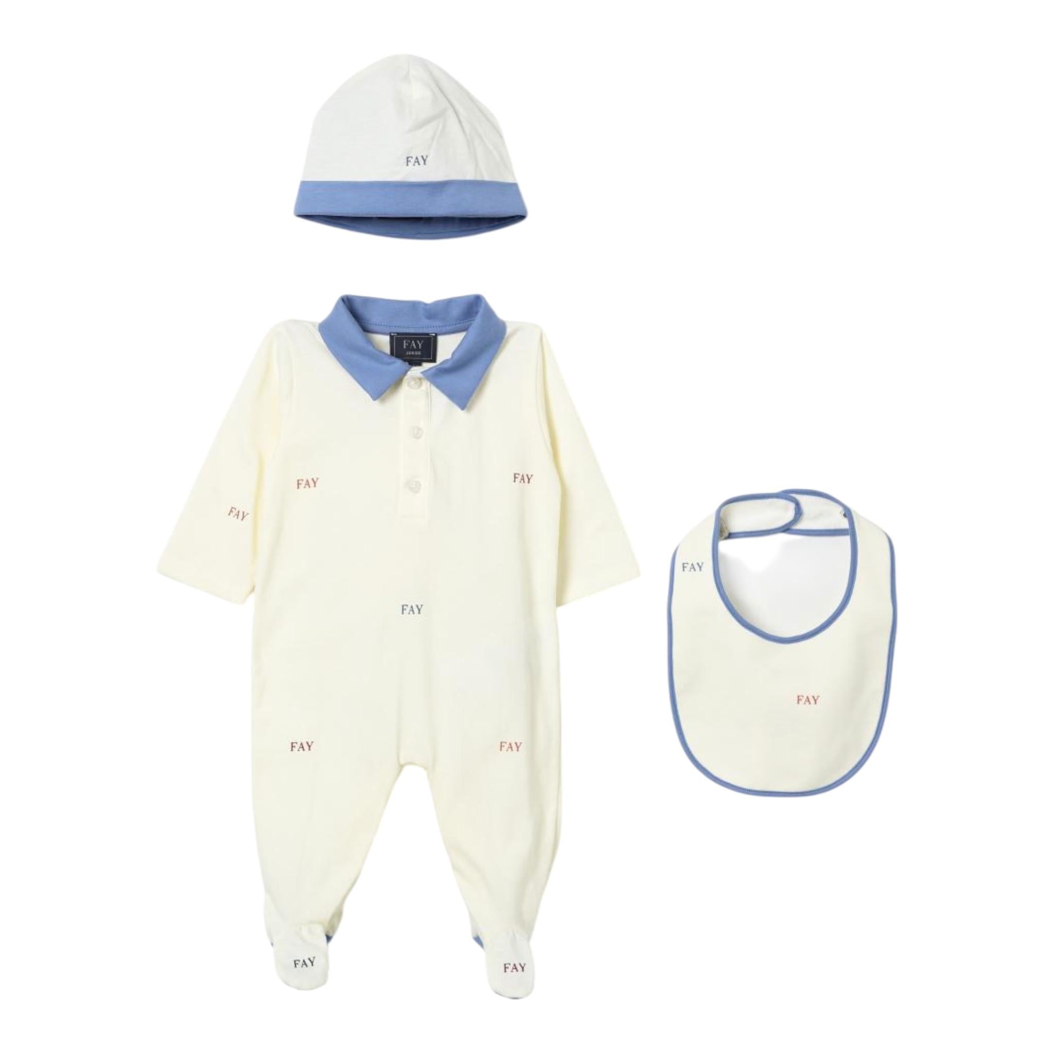 Fay Set Tutina-Cappello-Bavetta per Neonato FVB510 PANNA FAY 