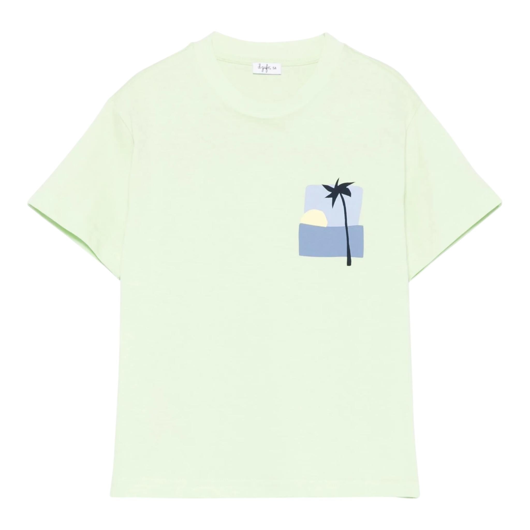 Il Gufo T-Shirt Girocollo Tinta Unita con Stampa per Neonato P25TS468MF001 VERDE IL GUFO 