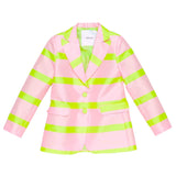 Lu Lu By Miss Grant Two-Tone Jacket Pink/Green Striped Pattern For Girls