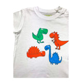 Losan Crew Neck Solid Color T-Shirt with Contrast Prints White for Newborns