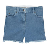 Stella Mccartney Solid Color Denim Shorts With Adjustable Waist Blue For Girls