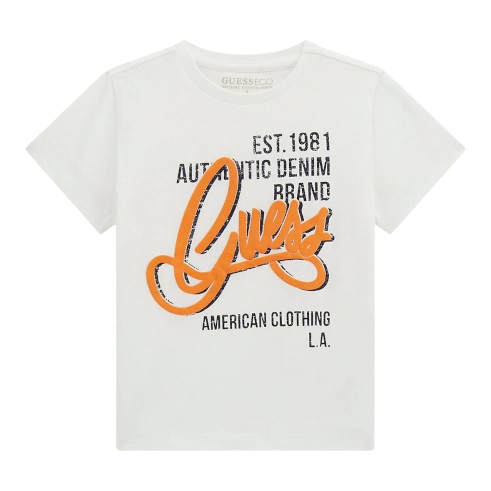 Guess T-Shirt Tinta Unita con Stampa per Neonato N5GI00K8HM4N BIANCO GUESS 