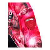 Blauer Zip Up Jacket With Hood Solid Color With Red Pattern For Girls