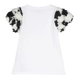 Miss Blumarine Plain T-Shirt With Contrast Sleeves White For Girls