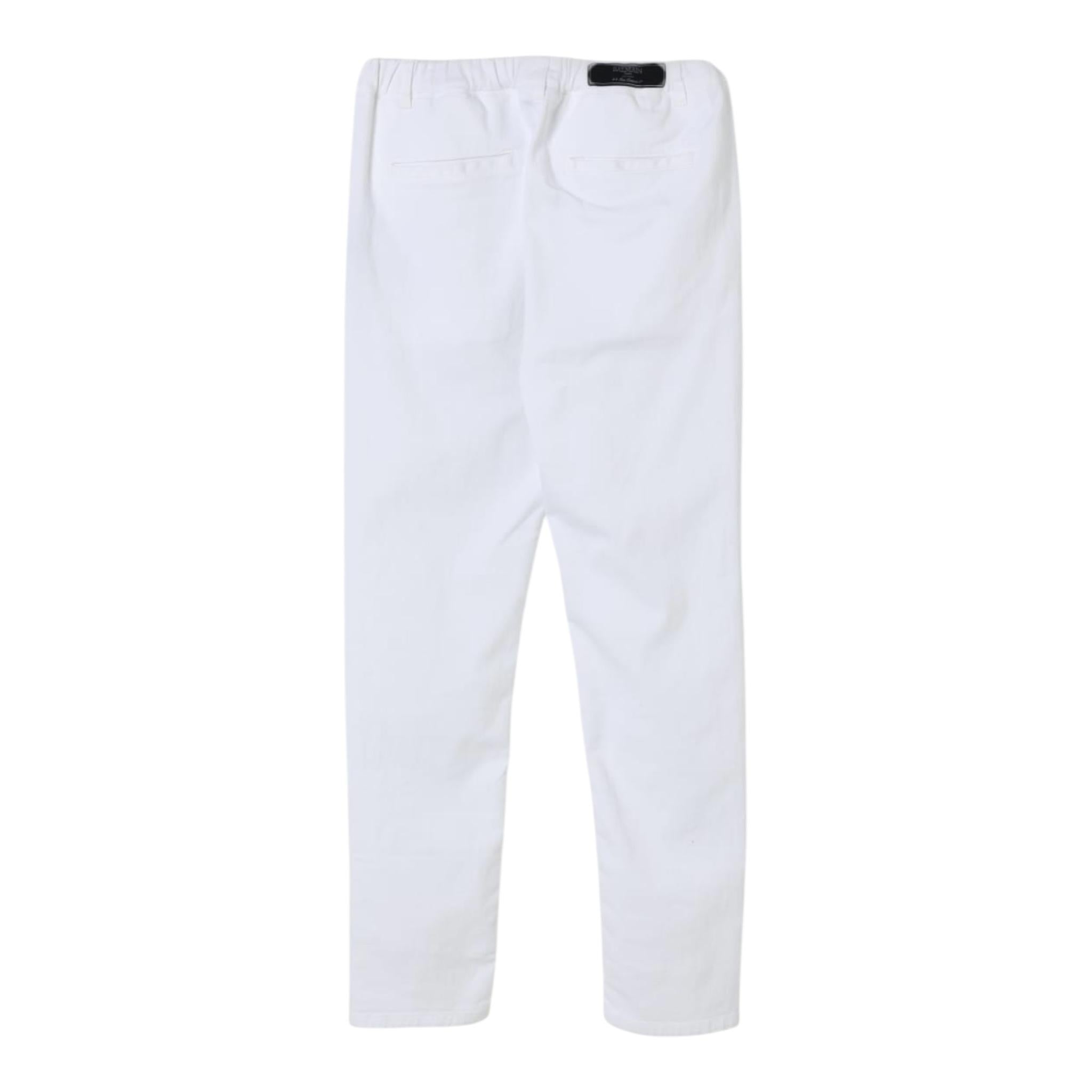Balmain Pantalone Tinta Unita con Elastico In Vita per Bambina BW6Q5 BIANCO BALMAIN 