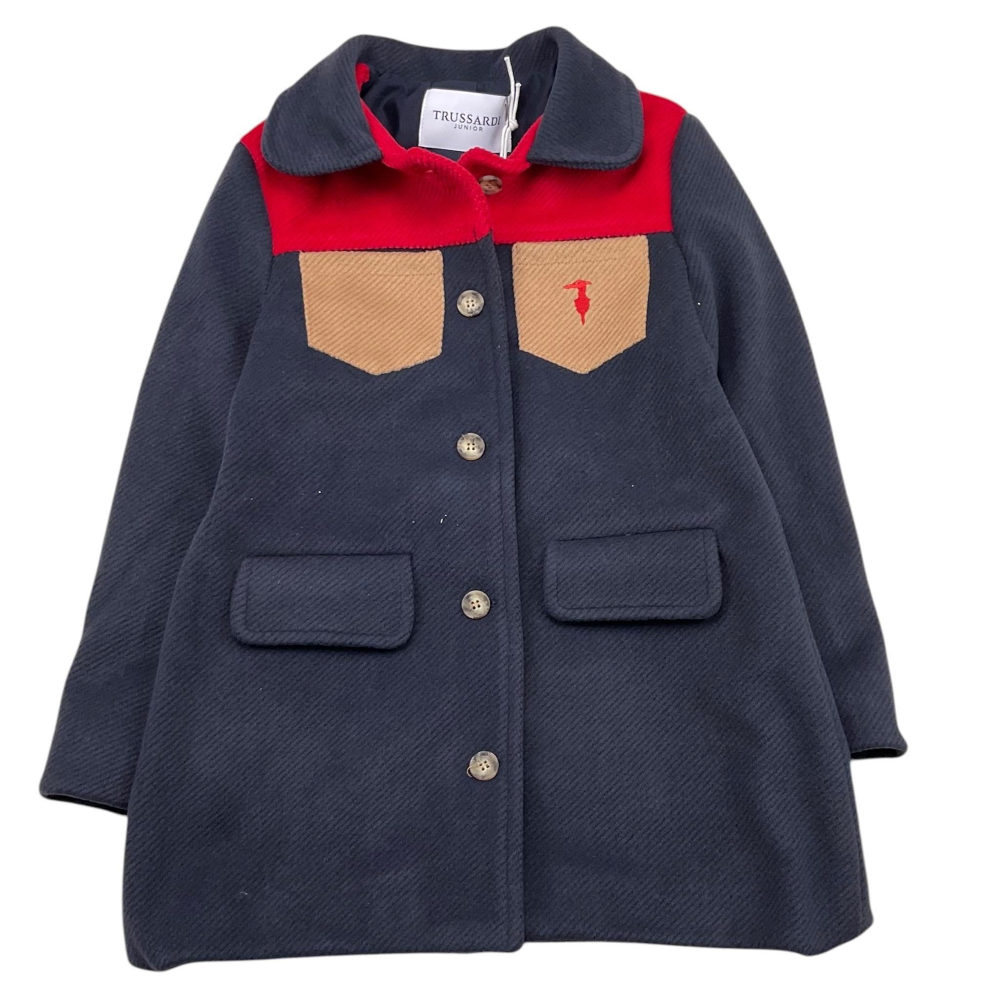 TRUSSARDI cappotto tinta unita con taschini in contrasto Blu per Bambina TGA25061CP BLU TRUSSARDI 
