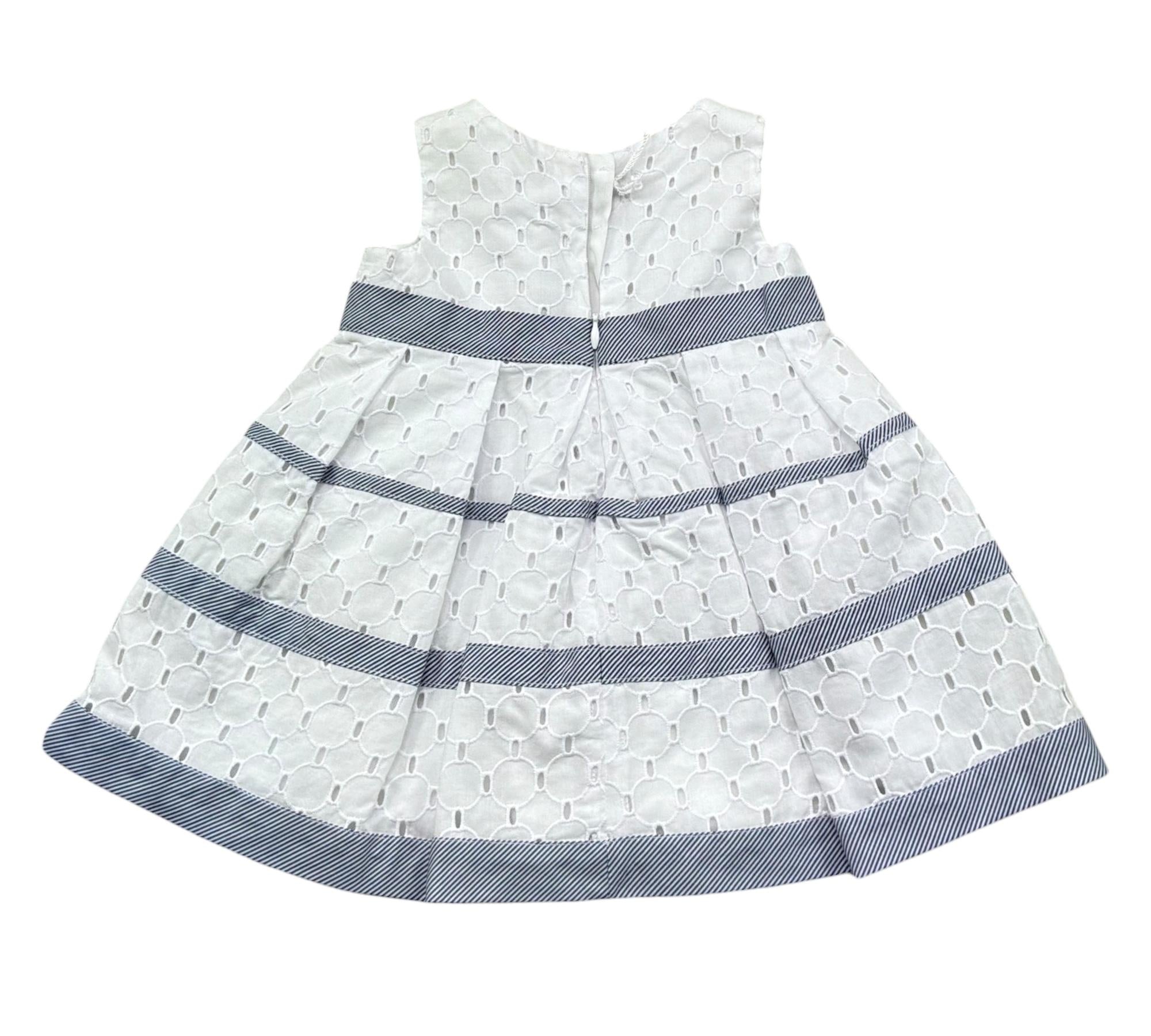 Le Bebe Abito Giromanica Tinta Unita con Ricami per Neonata LBG0692 BIANCO LE BEBE 