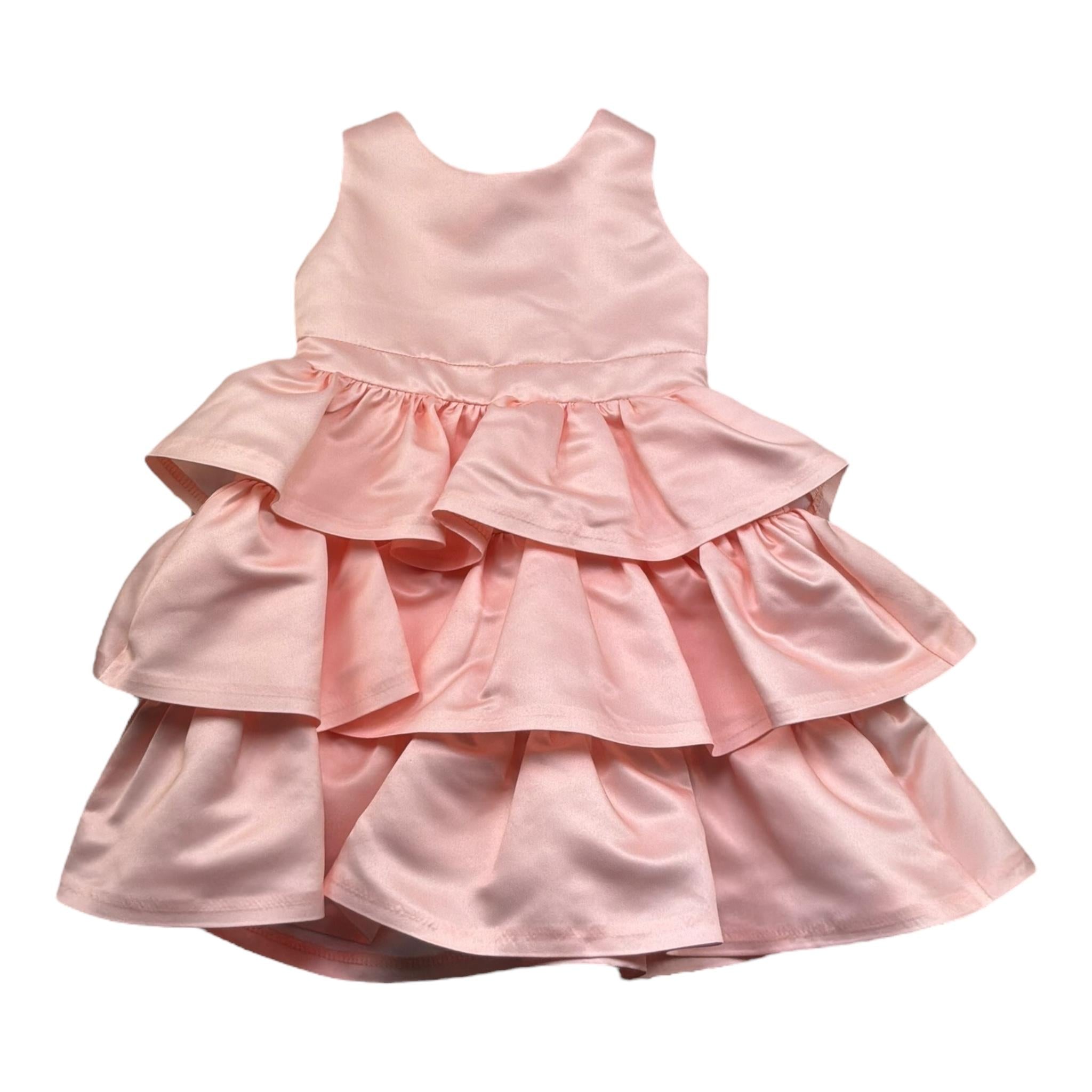 Meilisa Bai Abito Cerimonia Tinta Unita con Fiocco Giromanica per Bambina FL6264 PESCA MEILISA BAI 