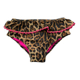 4Giveness Brown Spotted Print Solid Color Swimsuit for Girls