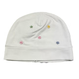 Lalalu' Plain Hat With White Flower Embroidery For Newborn