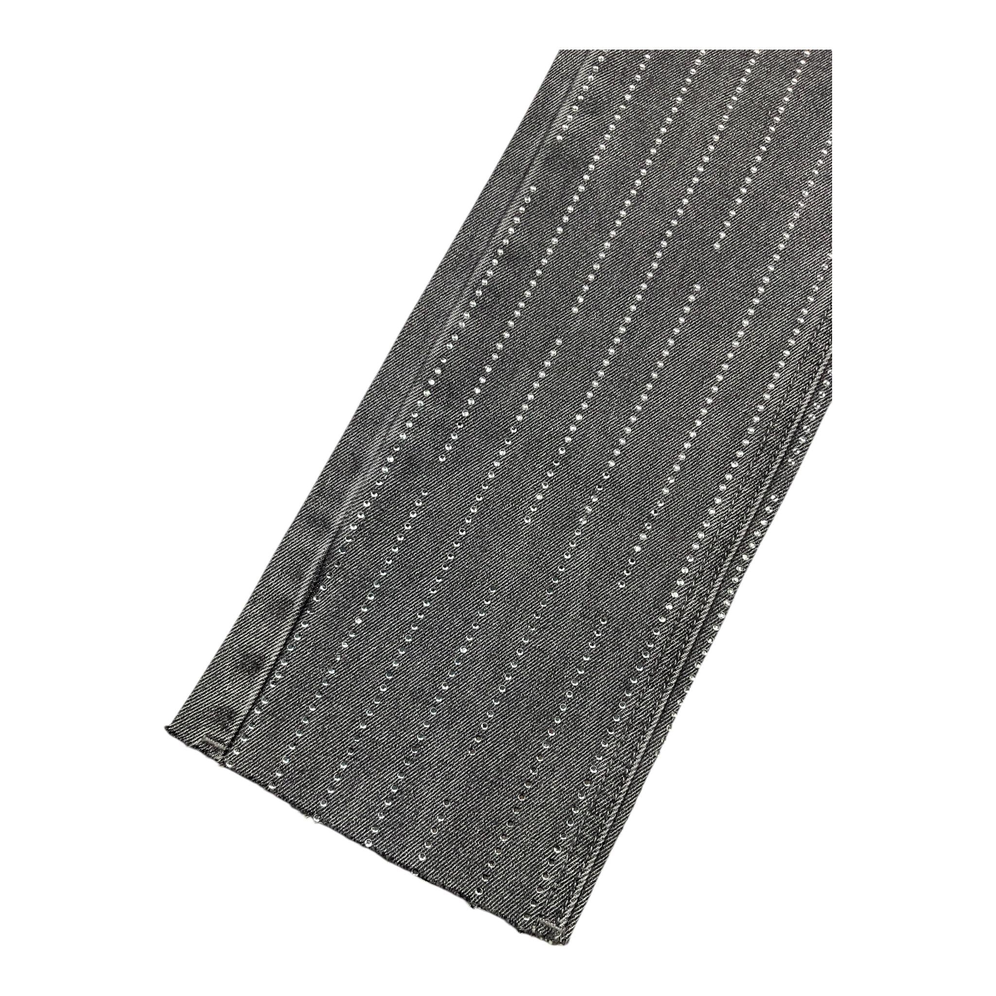 TO be too jeans tinta unita modello palazzo con strass Grigio per Bambina TFBF24P628 GRIGIO TO be too 