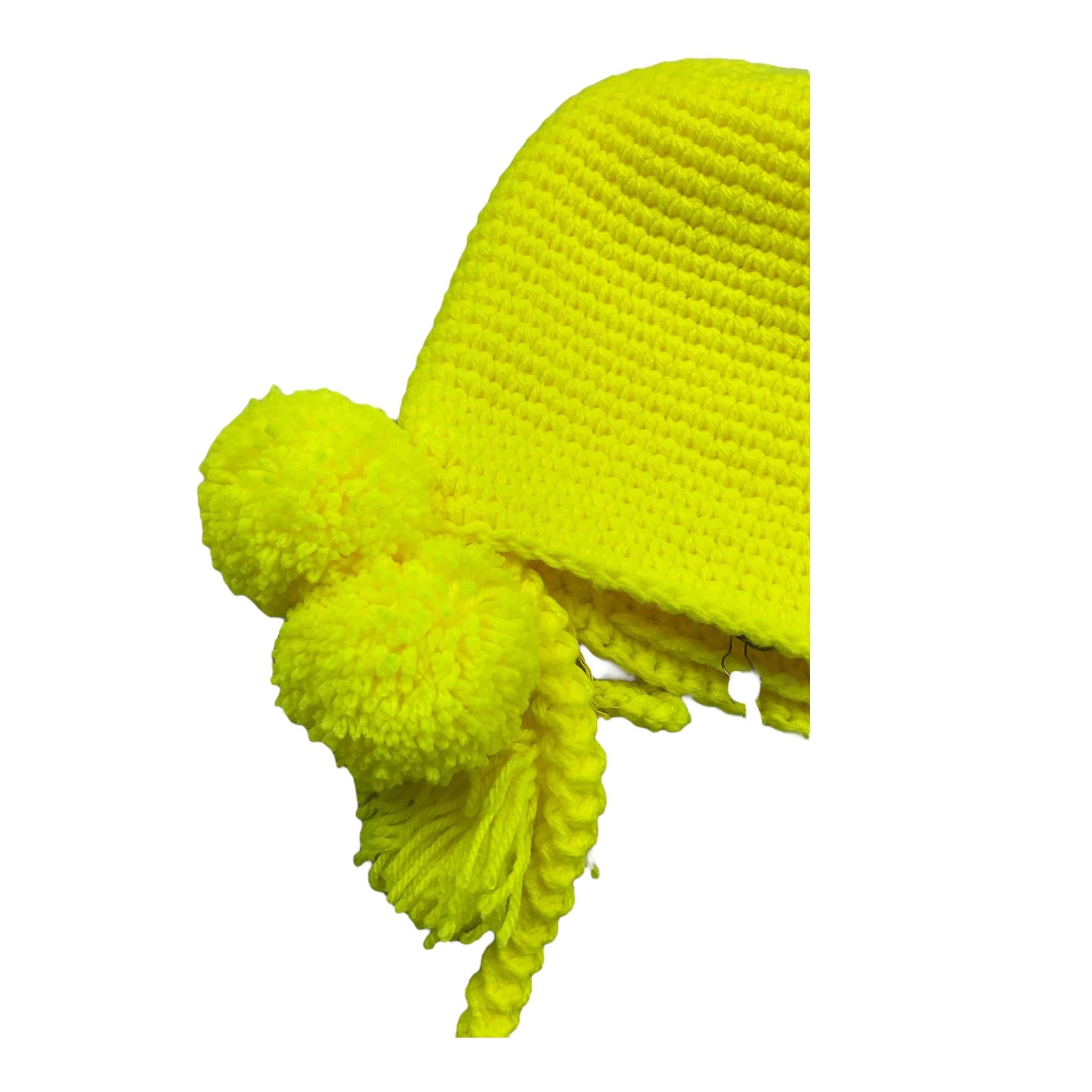 Piccola Ludo Borsa Tinta Unita con Pon Pon per Bambina CAP GIALLO FLUO PICCOLA LUDO 