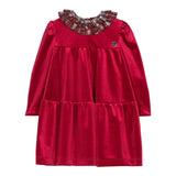 MONNALISA abito tinta unita in velluto Rosso per Neonata 31D913 ROSSO MONNALISA 