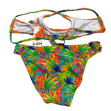 Losan 2-Piece Costume Bandeau-Brief Solid Color with Green Pattern for Girls