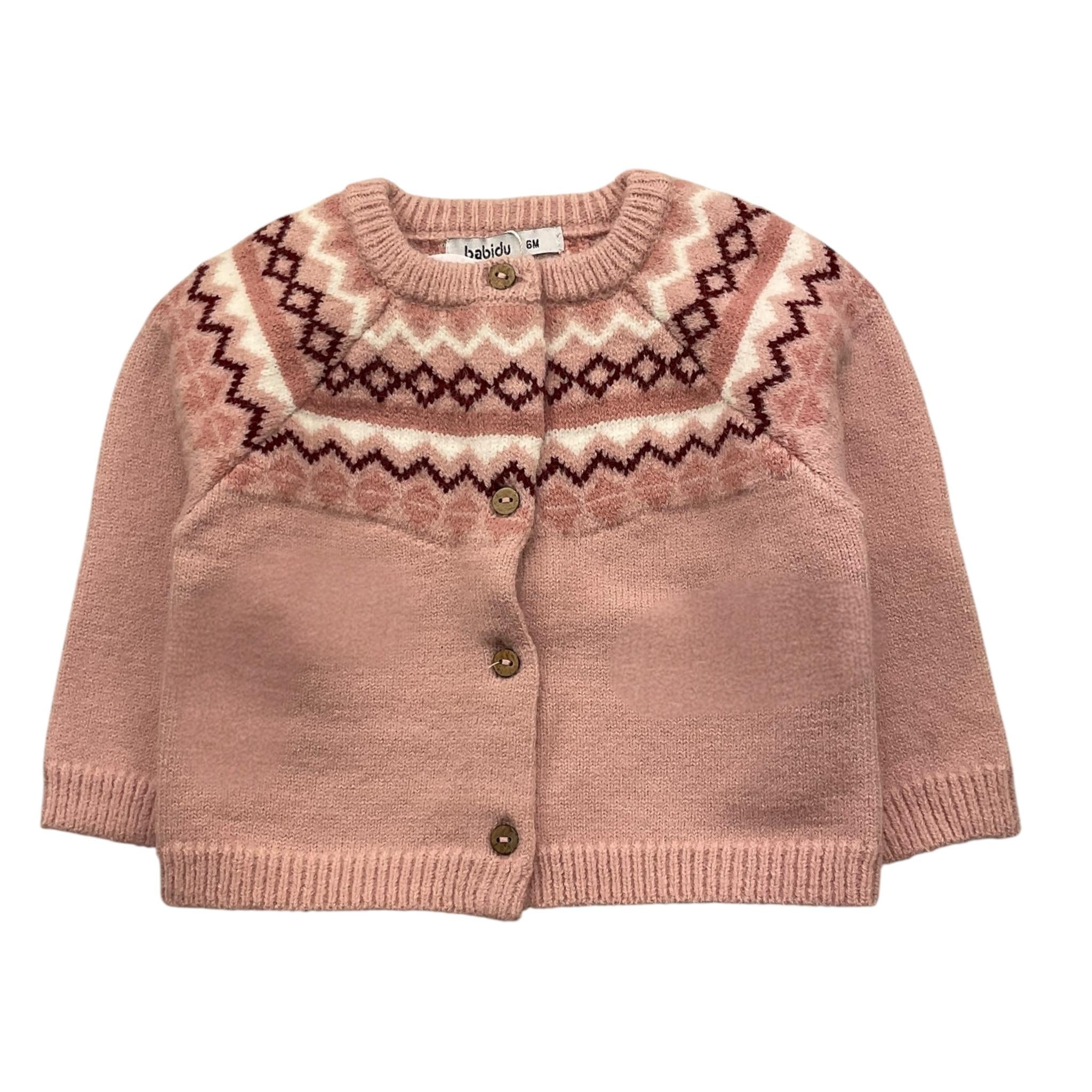 BABIDU cardigan tinta unita con stampa Rosa per Neonata 60770 ROSA BABIDU 