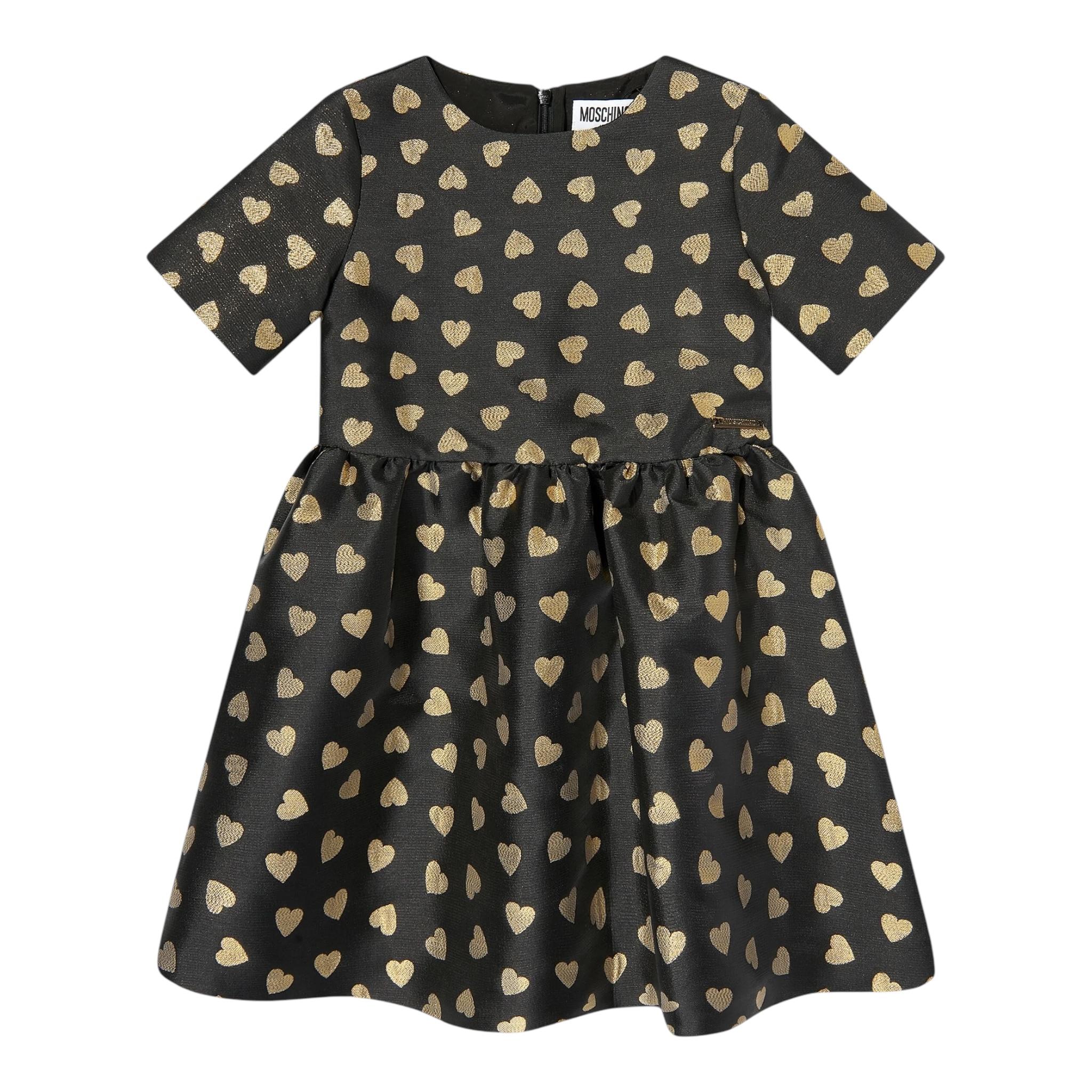 MOSCHINO abito mezza manica tinta unita stampa cuoricini Nero per Neonata MDV0BG NERO MOSCHINO 