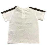 Cesare Paciotti Solid Color Crew Neck T-Shirt with White Logo Print for Newborns