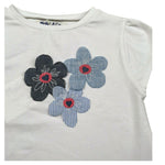 Malvi & Co T-Shirt Girocollo Tinta Unita con Applicazioni per Bambina S25M030CAJJJ BIANCO MALVI & CO 