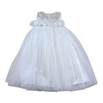 Isabel Couture Abito Tinta Unita con Tulle per Bambina IS43063 BIANCO ISABEL COUTURE 