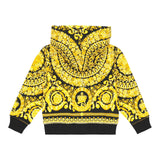 Versace Solid Color Hoodie With Zip And Pattern Black For Boys