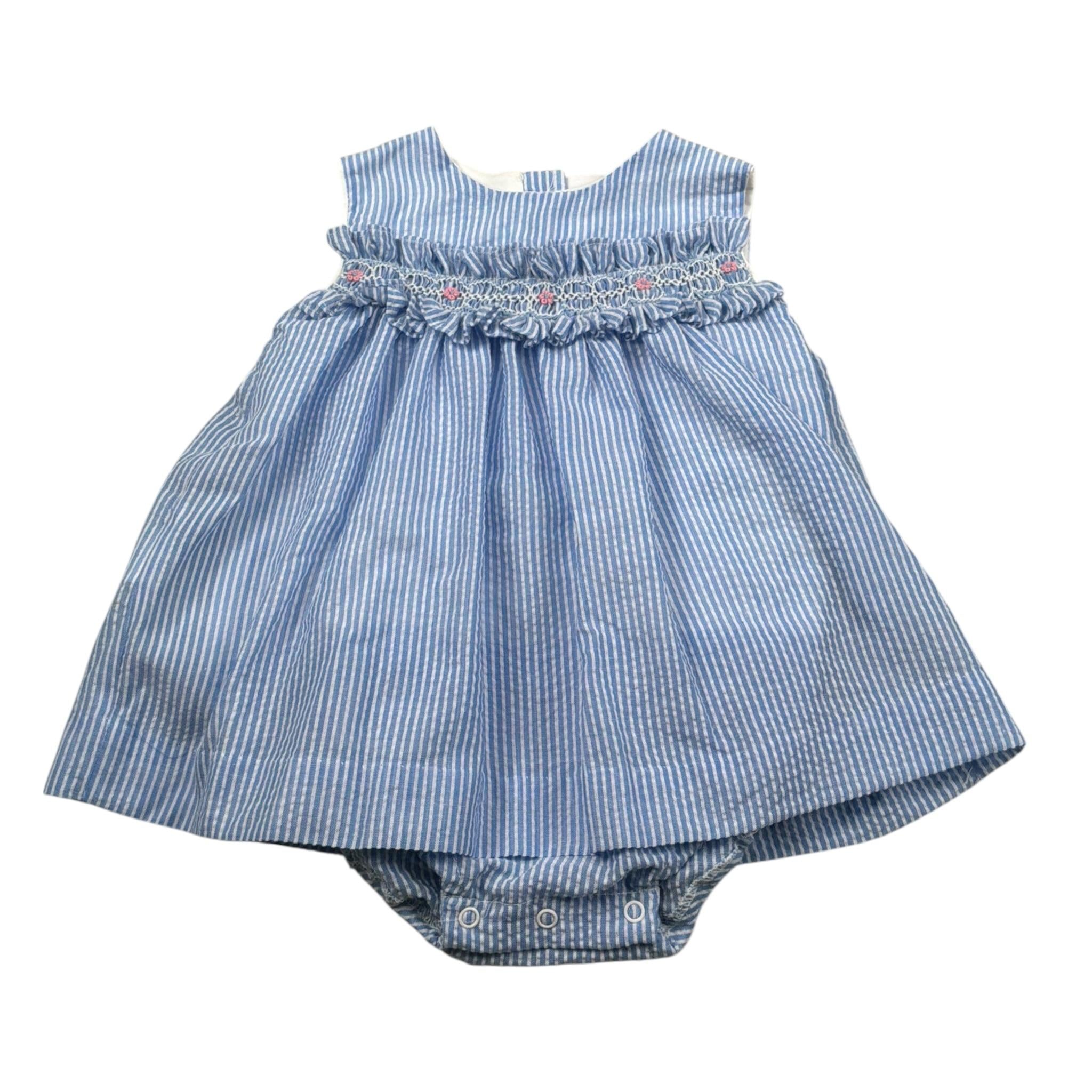 Malvi & Co Abito Giromanica Fantasia A Righe  per Neonata S25N135VEG AZZURRO MALVI & CO 