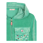 BillIEBLUSH felpa con zip e cappuccio tinta unita in velluto Verde per Bambina U20516 VERDE BillIEBLUSH 