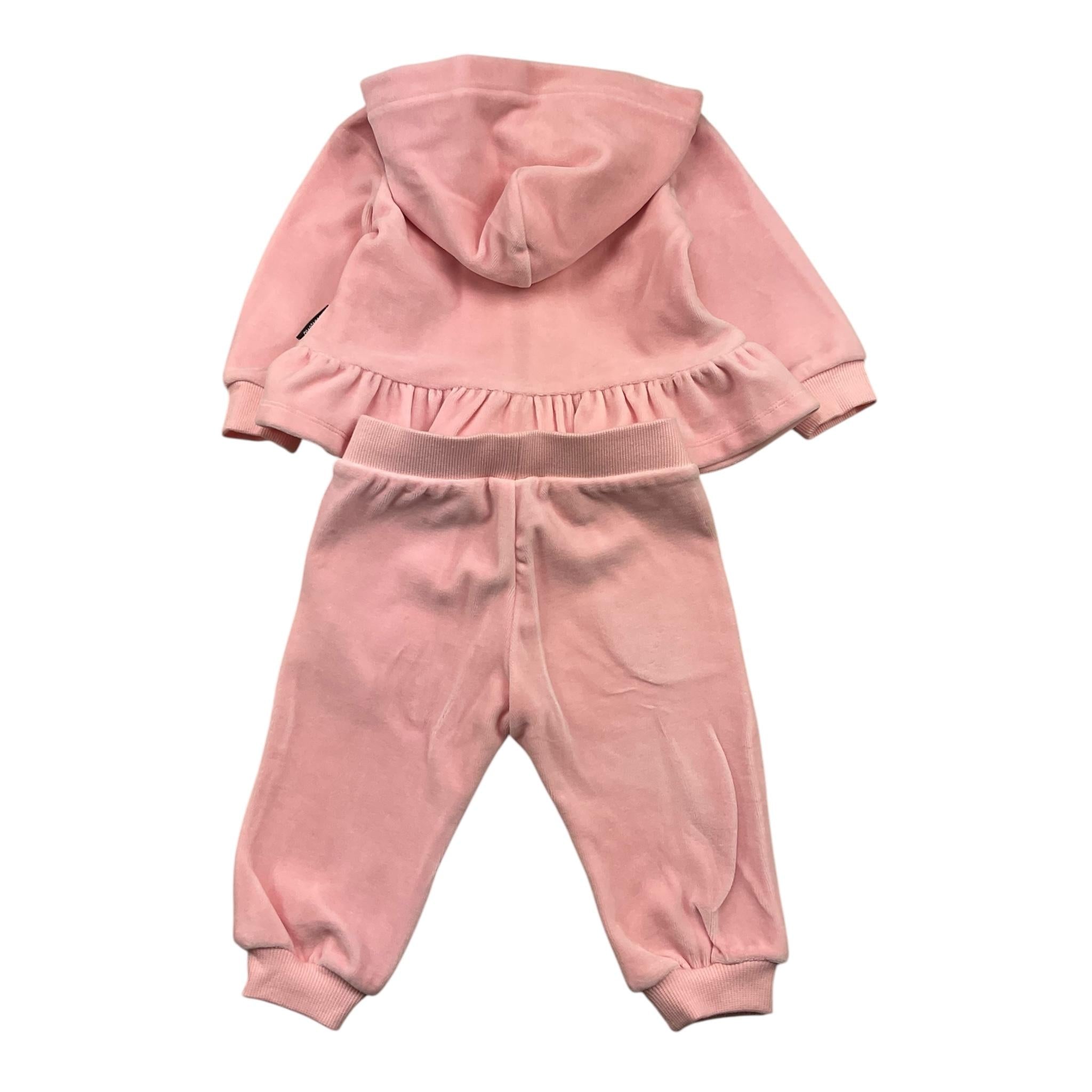 MOSCHINO completo in velluto 2pz felpa-pantalone tinta unita Rosa per Neonata MDK03B ROSA MOSCHINO 