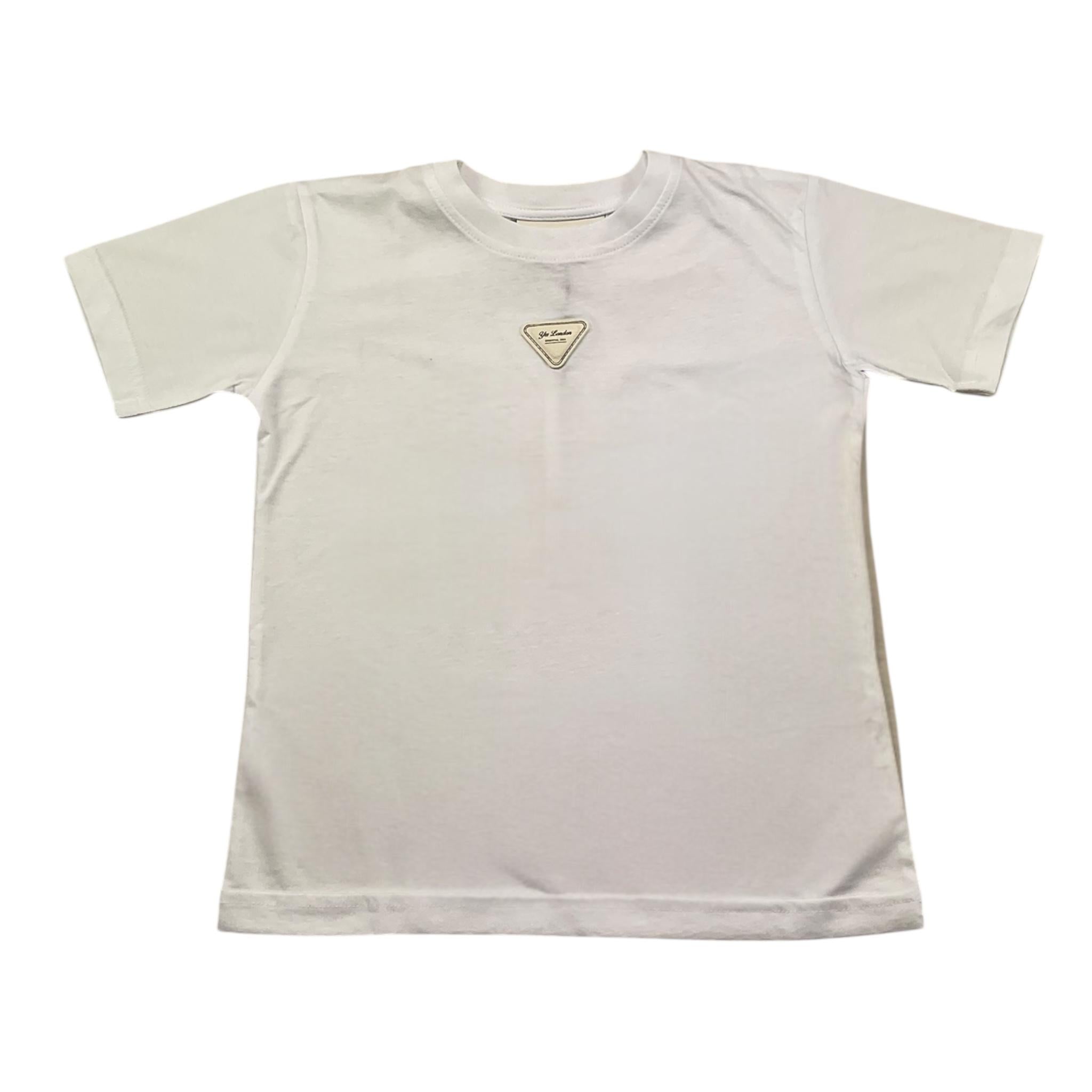 Yes London T-Shirt Girocollo Tinta Unita con Logo per Bambino JR2140 BIANCO YES LONDON 