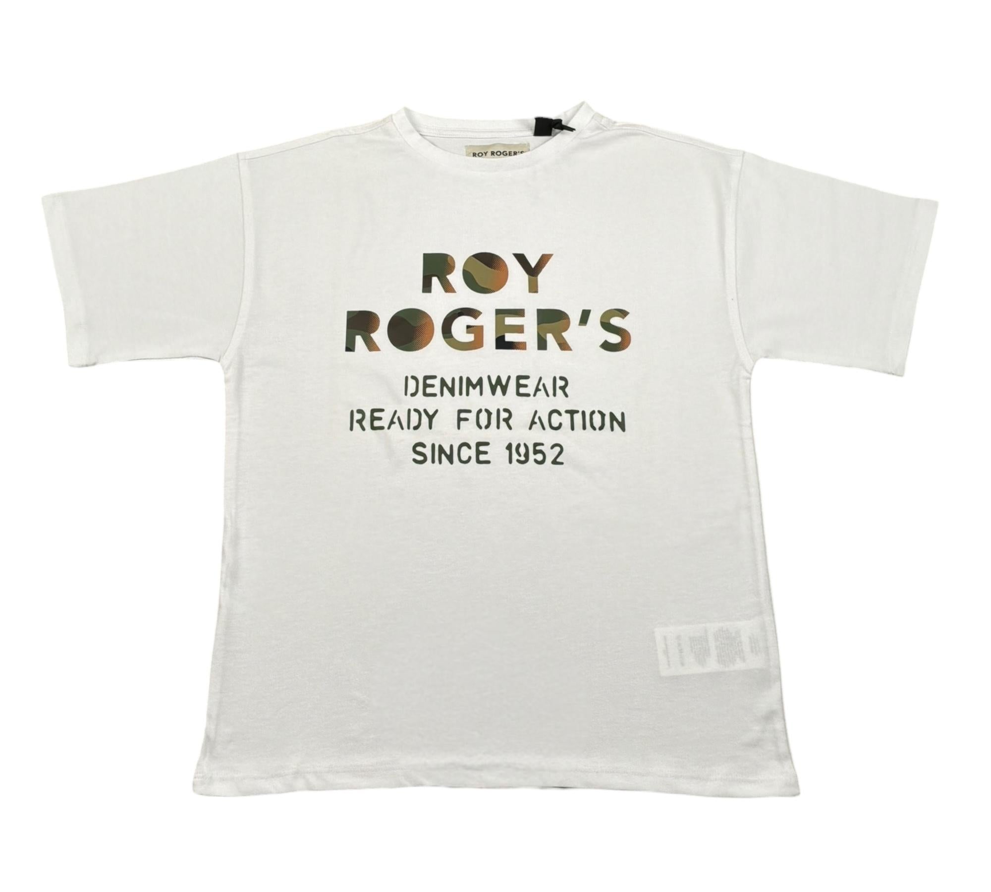 Roy Roger'S T-Shirt Girocollo Tinta Unita con Stampa per Bambino RB135 BIANCO ROY ROGER'S 