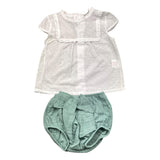 Babidu 2 Piece Set Shirt-Pants White/Green For Baby Girl