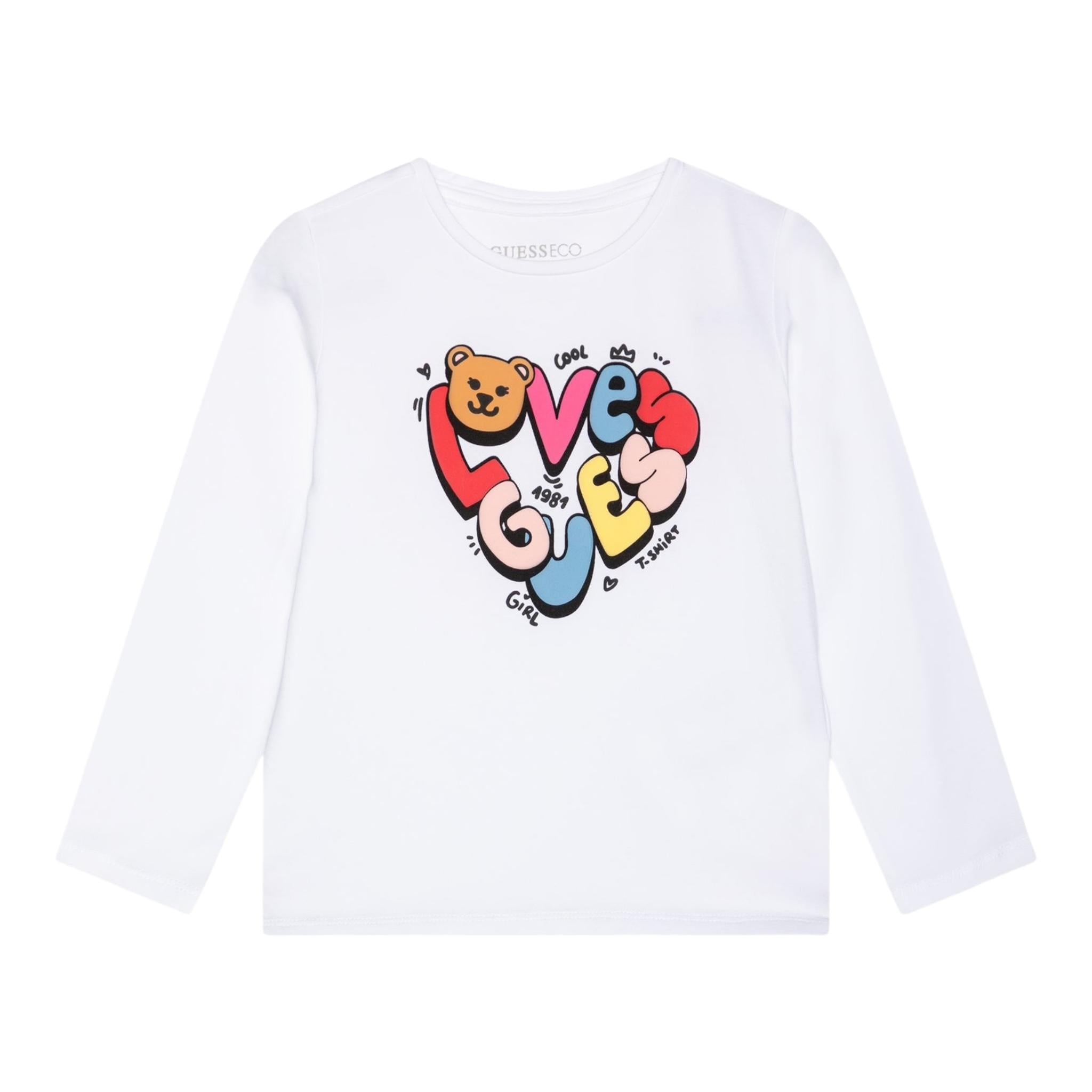 GUESS shirt girocollo tinta unita con stampa Bianco per Neonata A4YI0K6YW4X BIANCO GUESS 