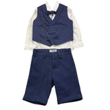 Damper Dan 4-Piece Set Vest-Shirt-Pants-Bow Ties Blue For Newborn