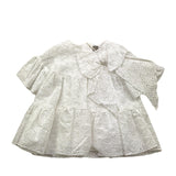 Little Bear Abito Tinta Unita Traforato con Fiocco per Bambina 8204 BIANCO LITTLE BEAR 